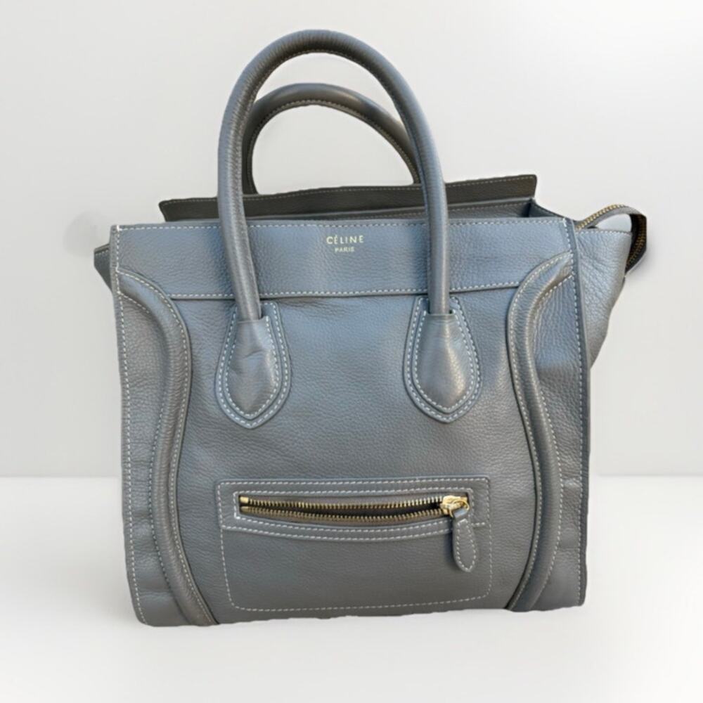 Celine Luggage Micro Shopper Leather Hand bag Gray